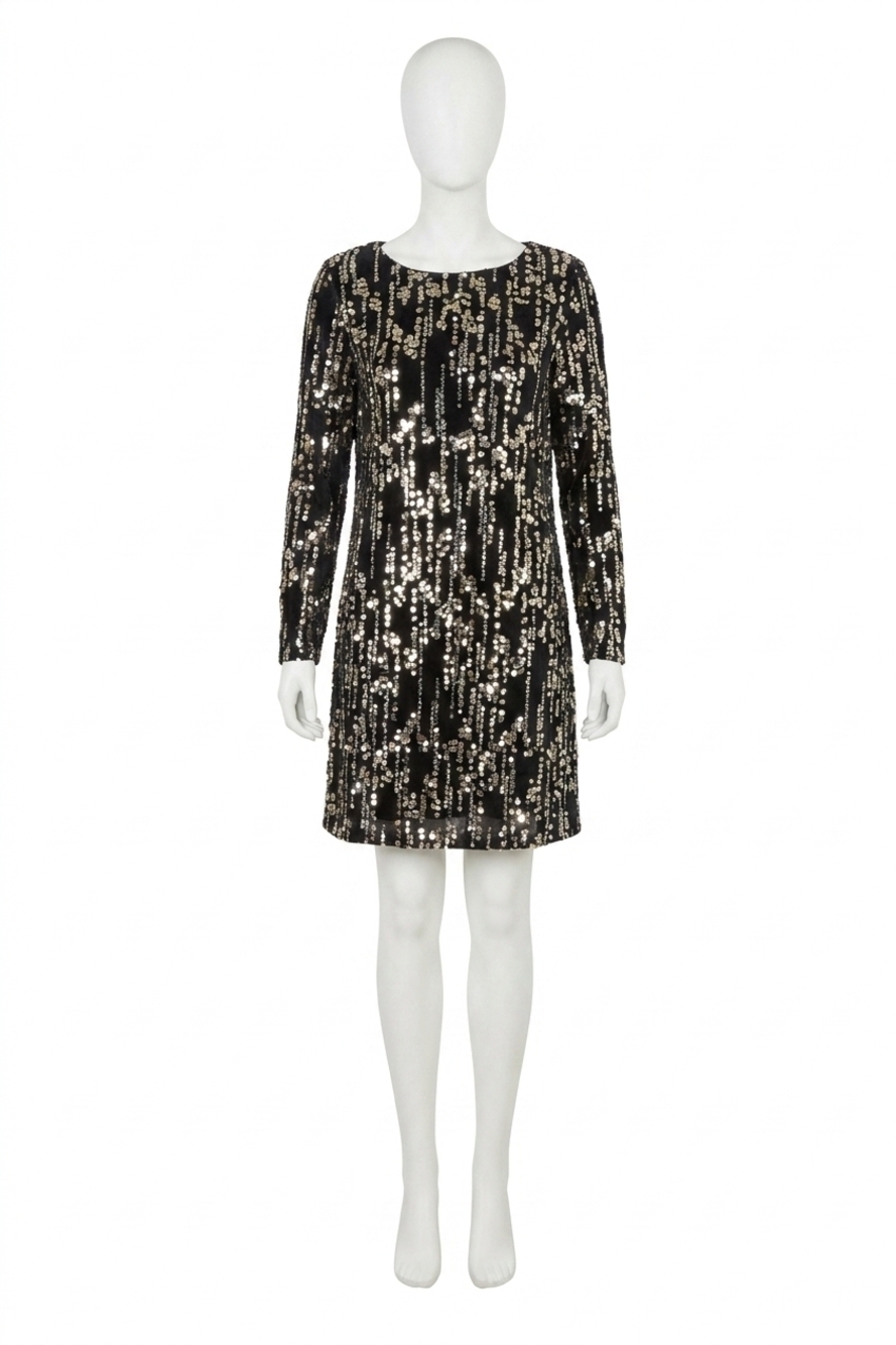 NEW TRIBAL femme lined knit dress in silver sparkle